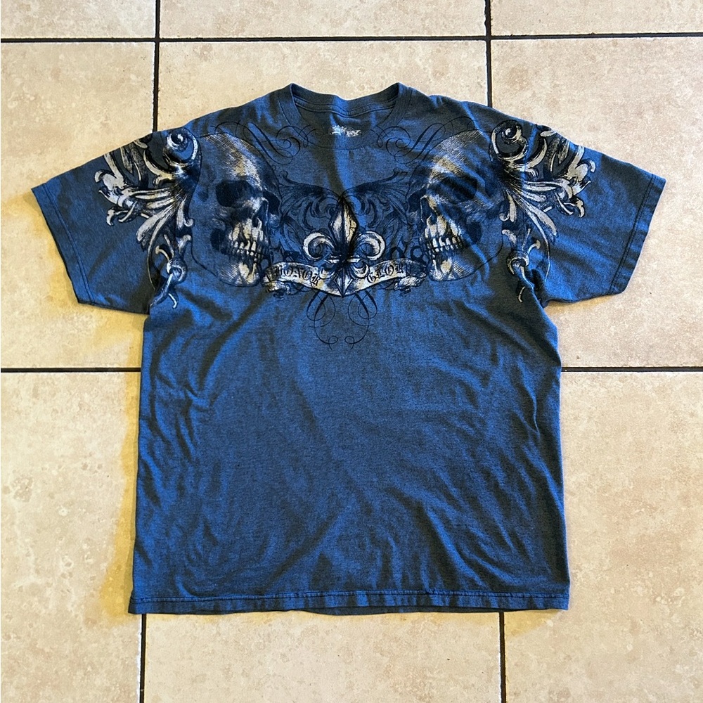 Helix Blue Short Sleeve Tee with Graphic Design